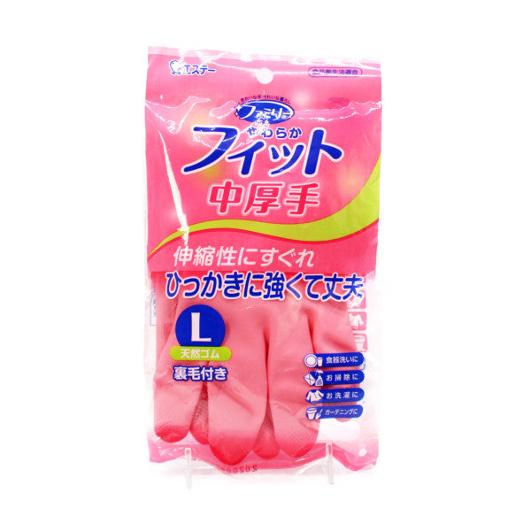 Fit Rubber Gloves Large Pink 1Pair St