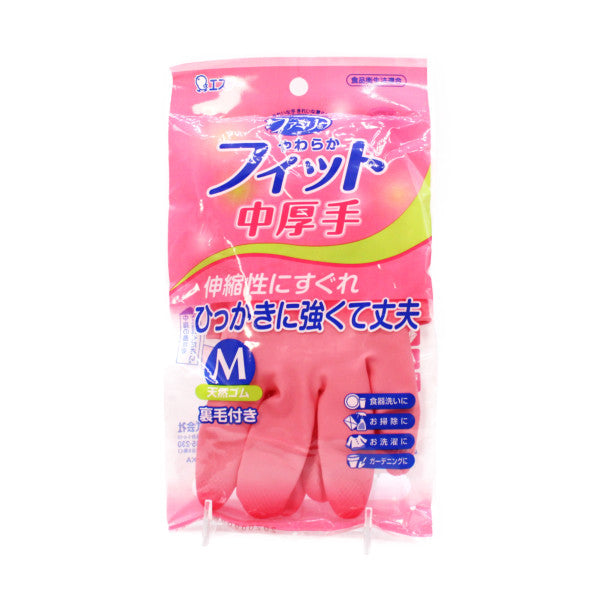 Fit Rubber Gloves Medium Pink 1Pair St