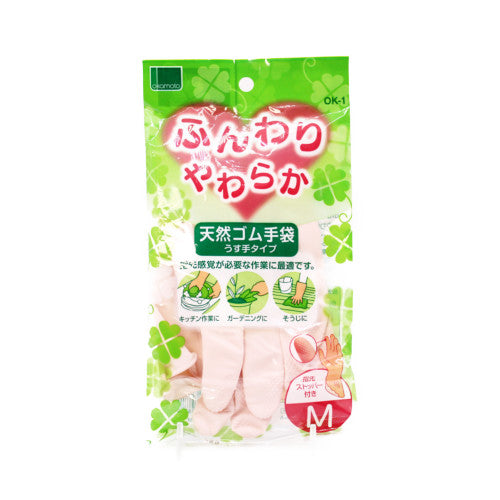 Okamoto Natural Rubber Gloves Thin Pink M 1Pair